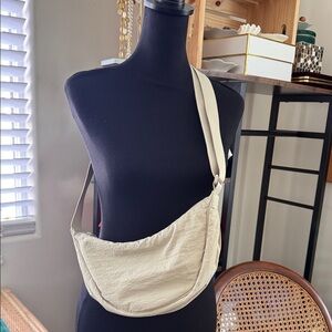 Uniqlo Beige Half Round Crescent Mini Nylon Crossbody Bag